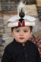 Handmade Chitrali Cultural Cap for Kids | Traditional Pakol with Feather & Markhor Badge